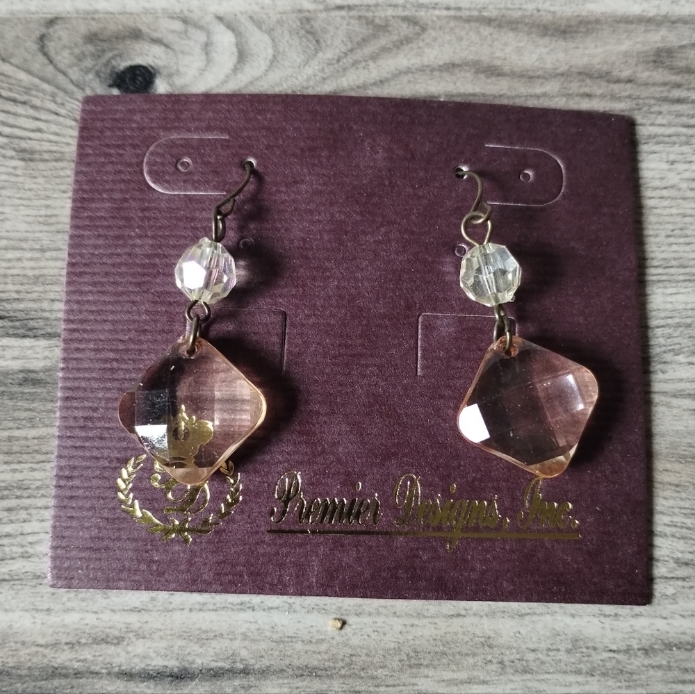 Premier Designs Gold and Clear Earrings